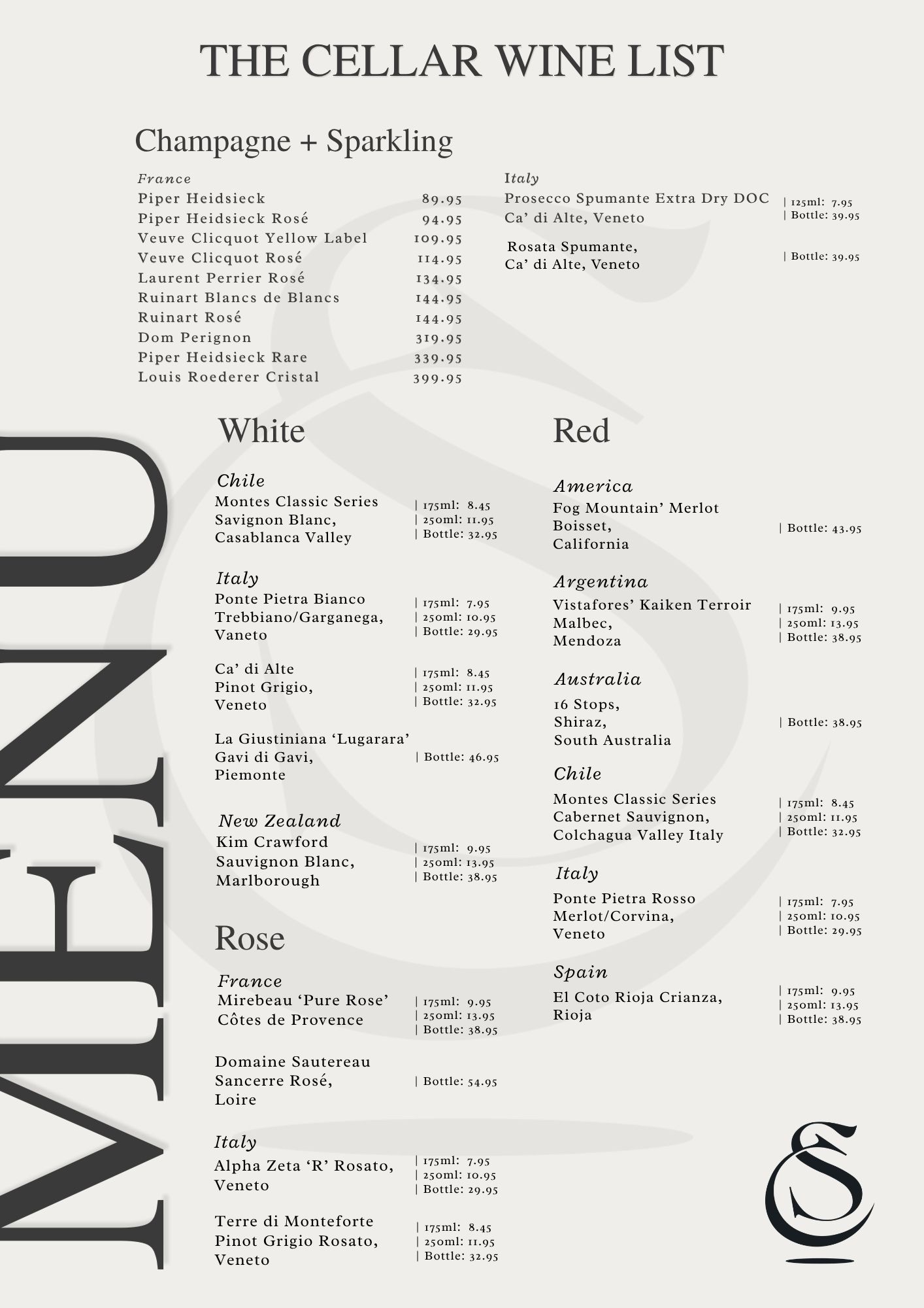 wine list